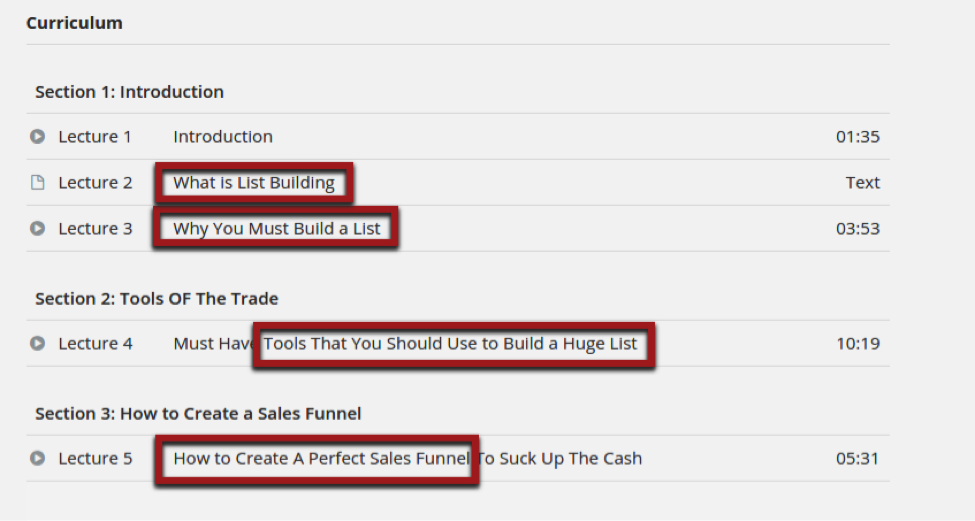 Online Courses Keyword Ideas